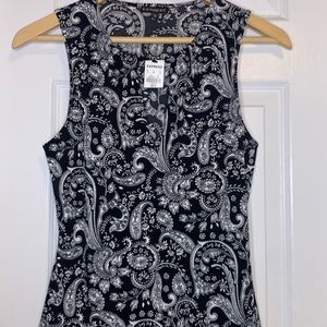 Black and White Paisley Sleeveless Top